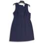 Womens Blue Scoop Neck Sleeveless Knee Length Back Zip A-Line Dress Size 12 image number 1