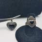 Sterling Silver Marcasite Onyx SZ 6 3/4 Ring Post Dangle Earring Heart Pendant Bundle 3pcs 13.2g image number 2