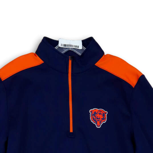 Buy the Mens Blue Chicago Bears Long Sleeve 1/4 Zip Pullover Sweatshirt  Size Large