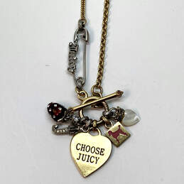 Juicy Couture Silvertone Thick Chain Heart Charm Toggle Necklace for Women
