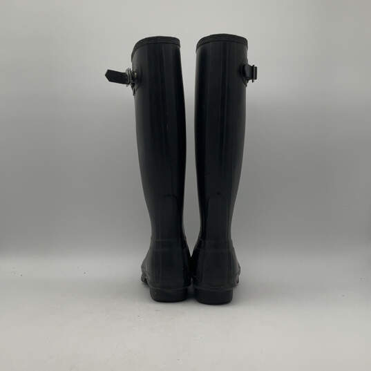 Womens Black Round-Toe Buckle Knee High Pull-On Rain Boots Size 6 image number 2