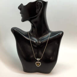 Designer Brighton Two-Tone Rope Chain Heart Pendant Necklace