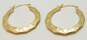 14K Yellow Gold Stamped Puffed Geometric Hoop Earrings 3.7g image number 1