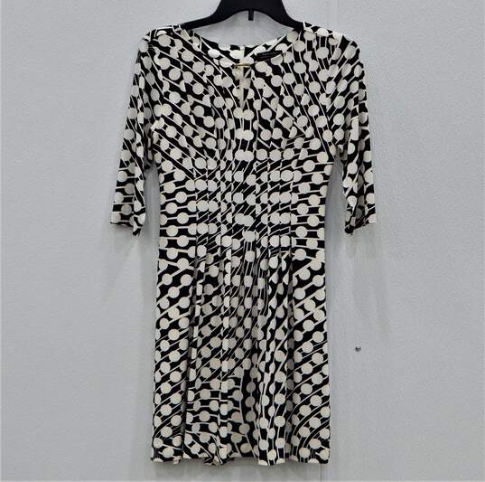 Tahari Women's Arthur S. Levine Black White Circle Pattern Dress Size 2P image number 1