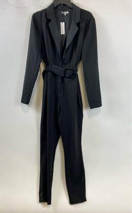 NWT We Wore What Womens Black Long Sleeve Belted One-Pieces Jumpsuit Size L