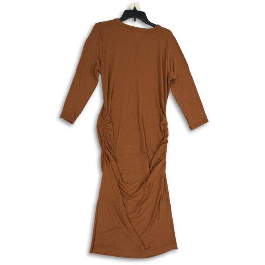NWT Michael Kors Womens Orange 3/4 Sleeve Round Neck T-Shirt Dress Size XL image number 2