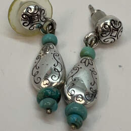 Designer Brighton Silver-Tone Turquoise Beads Push Back Dangle Earrings alternative image