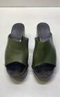 Robert Clergerie Leather Platform Mule Sandals Olive Green 10 image number 5