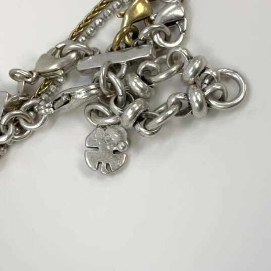 Designer Lucky Brand Two-Tone Three Strand Link Chain Coin Charm Necklace image number 3