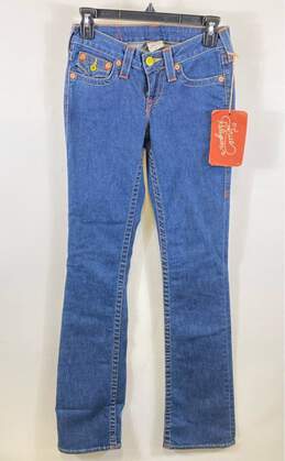 NWT True Religion Womens Blue Low Rise 5 Pocket Denim Bootcut Jeans Size 25