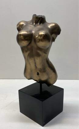 Female Torso Miniature Natural Bust 12in Resin Bronze Paint Sculpture/ Signed