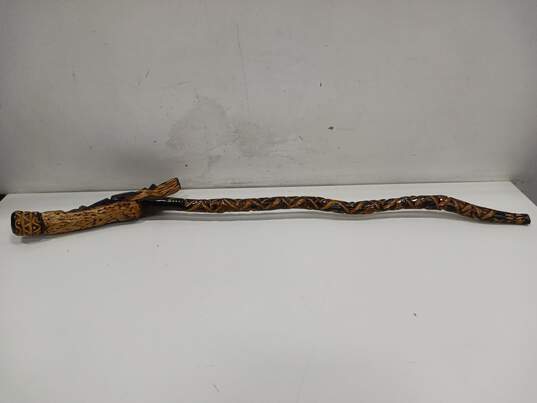 Carved Wooden Hiking Stick image number 3