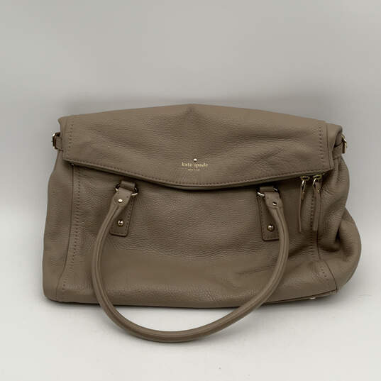 Womens Taupe Leather Inner Pocket Double Handed Elegant Shoulder Bag image number 1