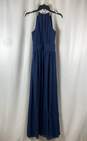 David's Bridal Blue Sleeveless Round Neck Pleated Long Maxi Dress Size 8 image number 2