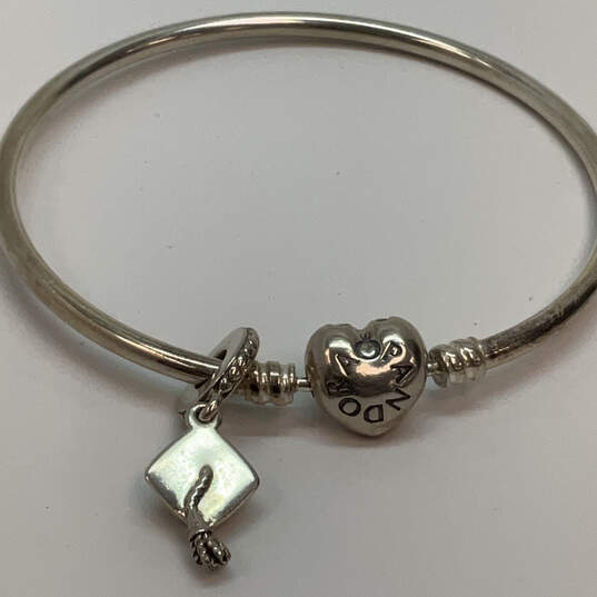 Designer Pandora S925 ALE Sterling Silver Beaded Heart Charm Bracelet image number 2