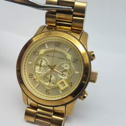 Michael Kors 45mm Case Gold Tone Chronograph Men's Oversize Stainless Steel Quartz Watch