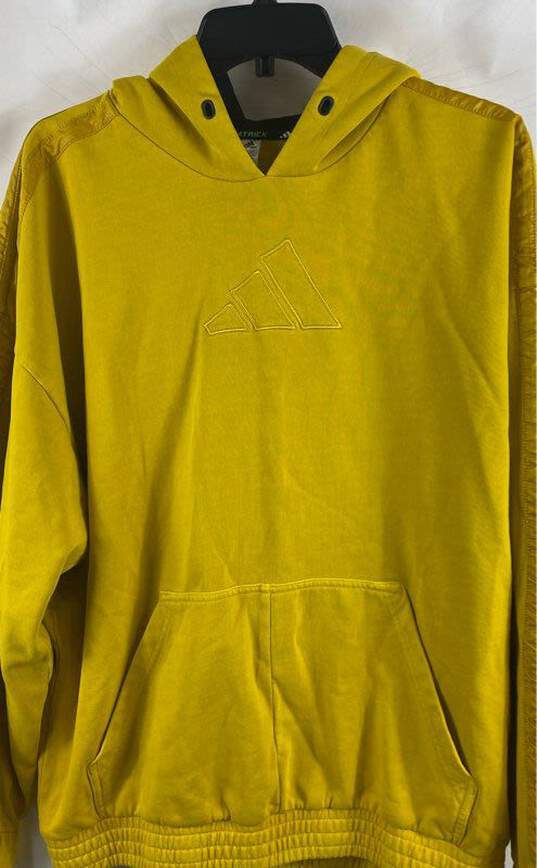 NWT Adidas Mens Yellow DP Daniel Patrick Heavy Pockets Pullover Hoodie Size L image number 3
