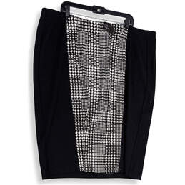 Womens Black White Houndstooth Back Zip Straight & Pencil Skirts Size 24