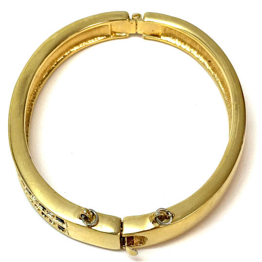 Designer Swarovski Gold-Tone Black Clear Rhinestone Hinged Bangle Bracelet image number 4