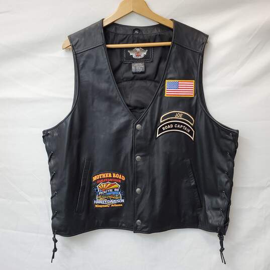 Harley Davidson Owners Group Silverdale WA Chapter Black Leather Vest Size XL image number 2
