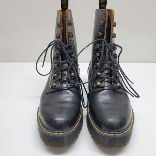 Dr. Martens LEONA Smooth Leather Women's Heeled Boots Black Size8 image number 2