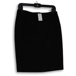 NWT Womens Black Flat Front Back Zip Straight & Pencil Skirt Size 4