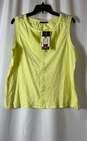 NWT Rafaella Womens Lemon Yellow Cotton Sleeveless Split Neck Tank Top Size XL image number 1
