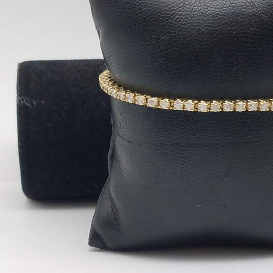 14k Gold Diamond Tennis Bracelet w/Safety Chain 9.7g image number 5
