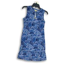NWT Michael Kors Womens Blue White Paisley Sleeveless Shift Dress Size XS
