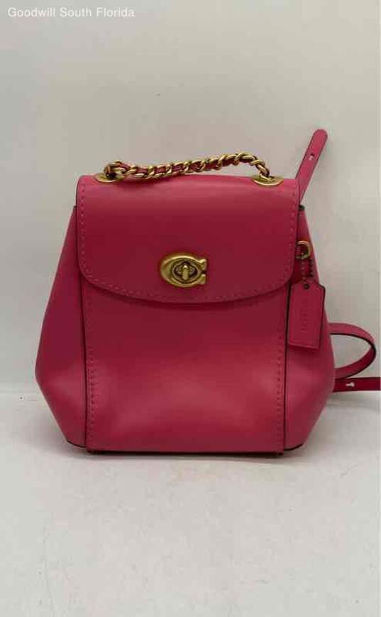 Coach Womens Pink Leather Mini Backpack image number 1