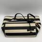 Kate Spade Womens Black White Striped Inner Zipper Pocket Double Handle Tote Bag image number 1
