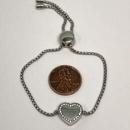 Designer Michael Kors Silver-Tone CZ Heart Charm Bracelet With Dust Bag alternative image
