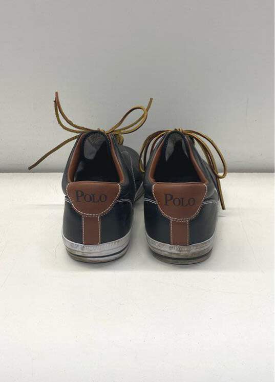 Polo By Ralph Lauren Vaughn Black Leather Lace Up Sneakers Men's Size 16 D image number 4