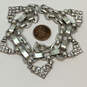 Designer Stella & Dot Silver-Tone Pave Clear Crystals Statement Necklace image number 3