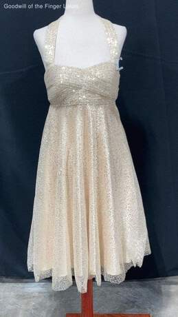 Nina Canacci Ivory Champagne Sequins Formal Dress Size 4 W/ Tag alternative image