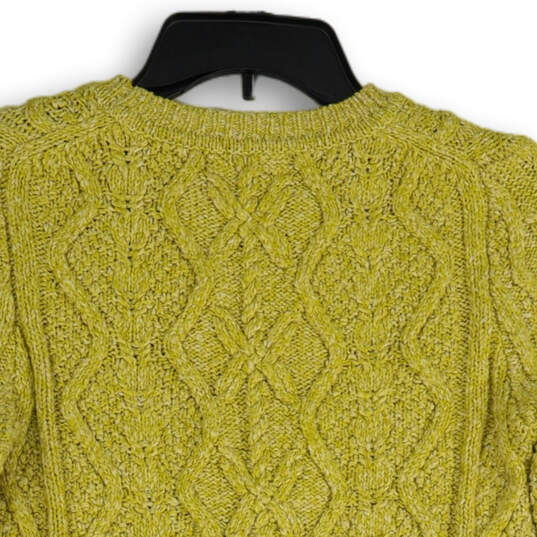 Womens Yellow Knitted Long Sleeve Crew Neck Pullover Sweater Size XS image number 4