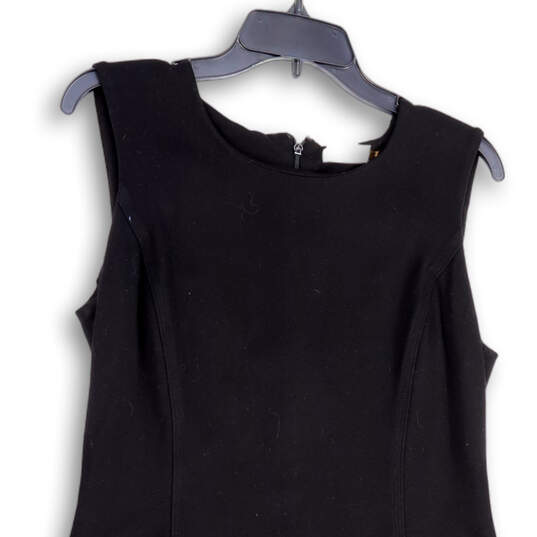 Womens Black Round Neck Sleeveless Back Zip Short Sheath Dress Size 10 image number 3