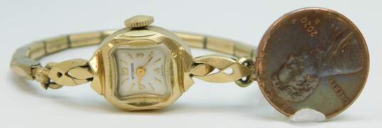 Vintage Wittnauer 14K Yellow Gold Case GF Band 17 Jewels Swiss Watch 13.1g image number 10