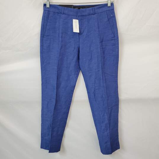 NWT Banana Republic Luxe Linen Straight Cropped Trouser Pants in Blue Size 2 image number 1