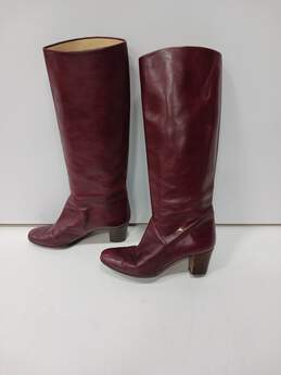 Vero Cuoio Women's Burgundy Leather Riding Boots Size 41 alternative image