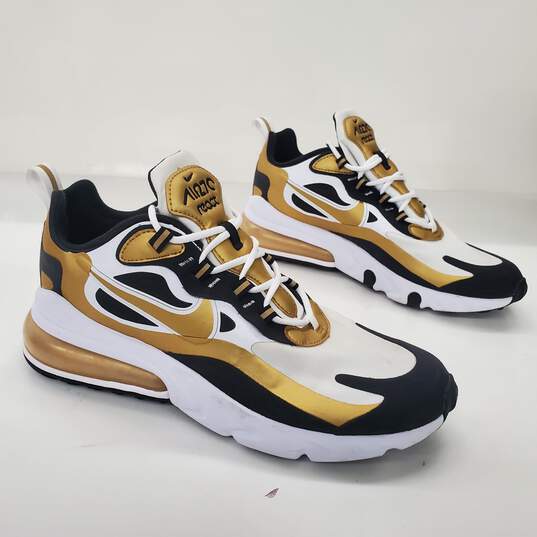Nike Men's Air Max 270 React Metallic Gold Sneakers Size 9 image number 3