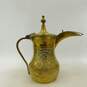 Vintage Etched Brass Tone Metal Arabic Middle Eastern Dallah Coffee Tea Pot image number 1
