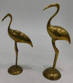 2 Vintage Brass Crane Heron Egret Bird Figurines