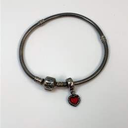 Designer Pandora 925 ALE Sterling Silver Red Enamel Heart Charm Bracelet alternative image