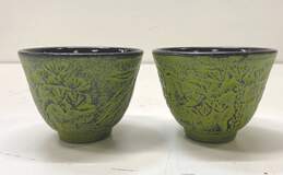 Cast Iron Green Bamboo Design Tea for 2 infuse Brewing Tea Pot alternative image