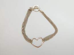 14K White Gold Italy Open Heart Multi Chain Toggle Bracelet 7.3g alternative image