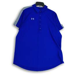 Under Armour Mens Blue Spread Collar Short Sleeve Polo Shirt Size 2XL