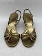 Authentic Salvatore Ferragamo Womens Gold Toned Low Heel Pumps Size 8.5 image number 3