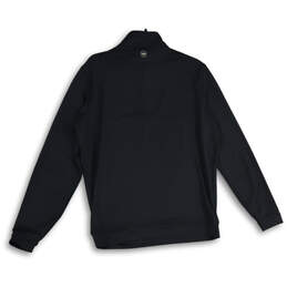 Mens Black Mock Neck 1/4 Zip Long Sleeve Pullover Sweatshirt Size Medium alternative image