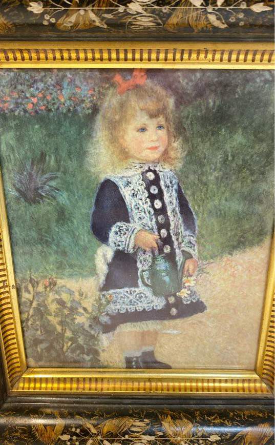 Girl with a Watering Can with Vintage Frame Print by Renoir Impressionist Framed image number 4